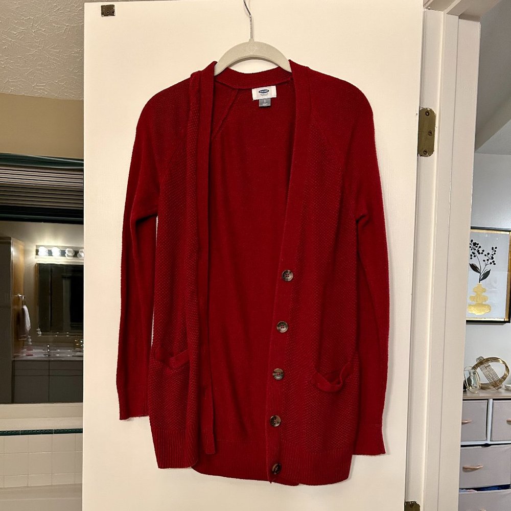 Red Old Navy Button Up Cardigan